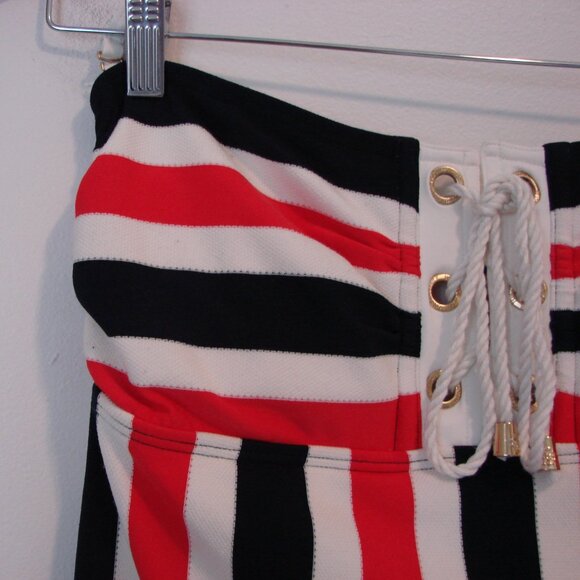 Vintage Juicy Couture Swimsuit Sailor Nautical Red White Blue Stripes Size Large - Picture 9 of 16